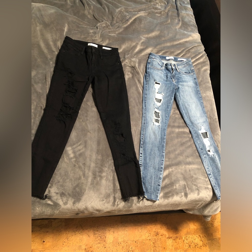 Bundle of Identical Fishnet Skinny Jeans Highwaisted xs / 24 distressed